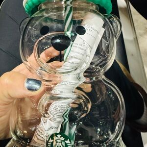 Starbucks Clear Bear Tumbler with Green Accents